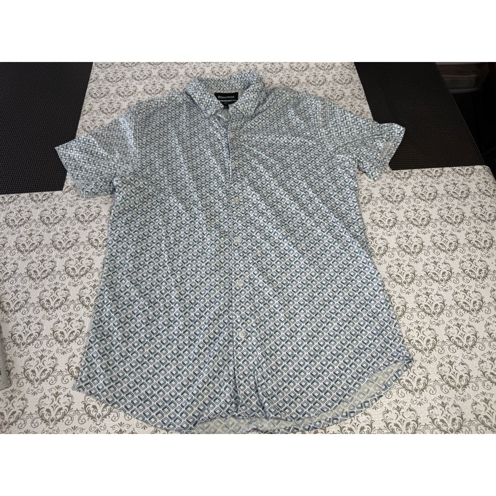 Bonobos Geometric AOP ‎ Short Sleeve Cotton Button Down Slim Fit Men's Medium